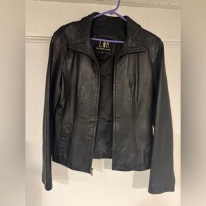 LNR Women's Classic Black Leather Jacket